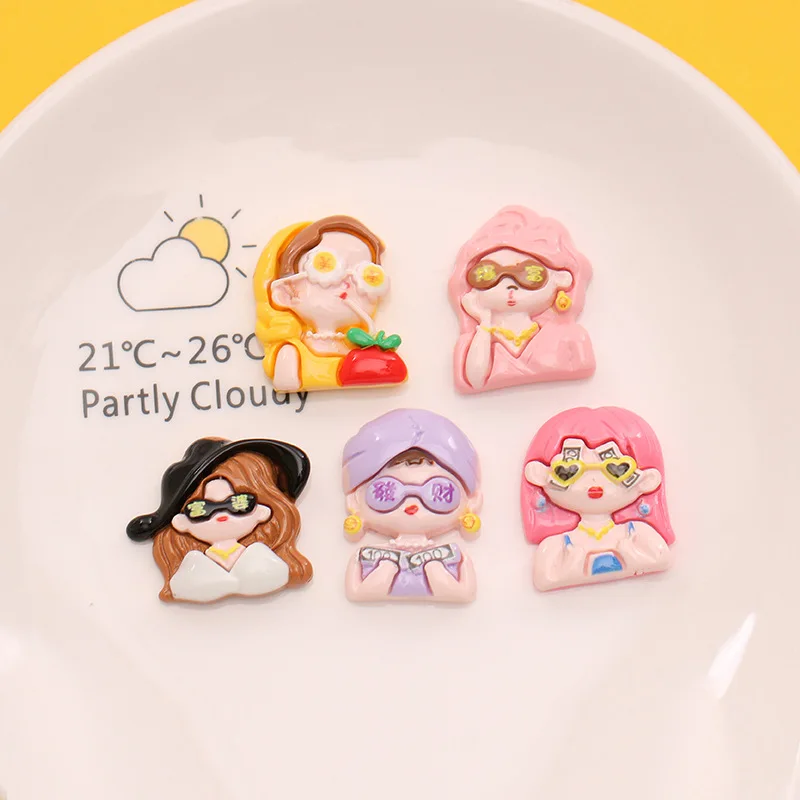 

10 Pcs Cartoon Resin Cute Rich Girl Style Earrings Pendant Scrapbook Craft Diy Miniature Ornament Accessories