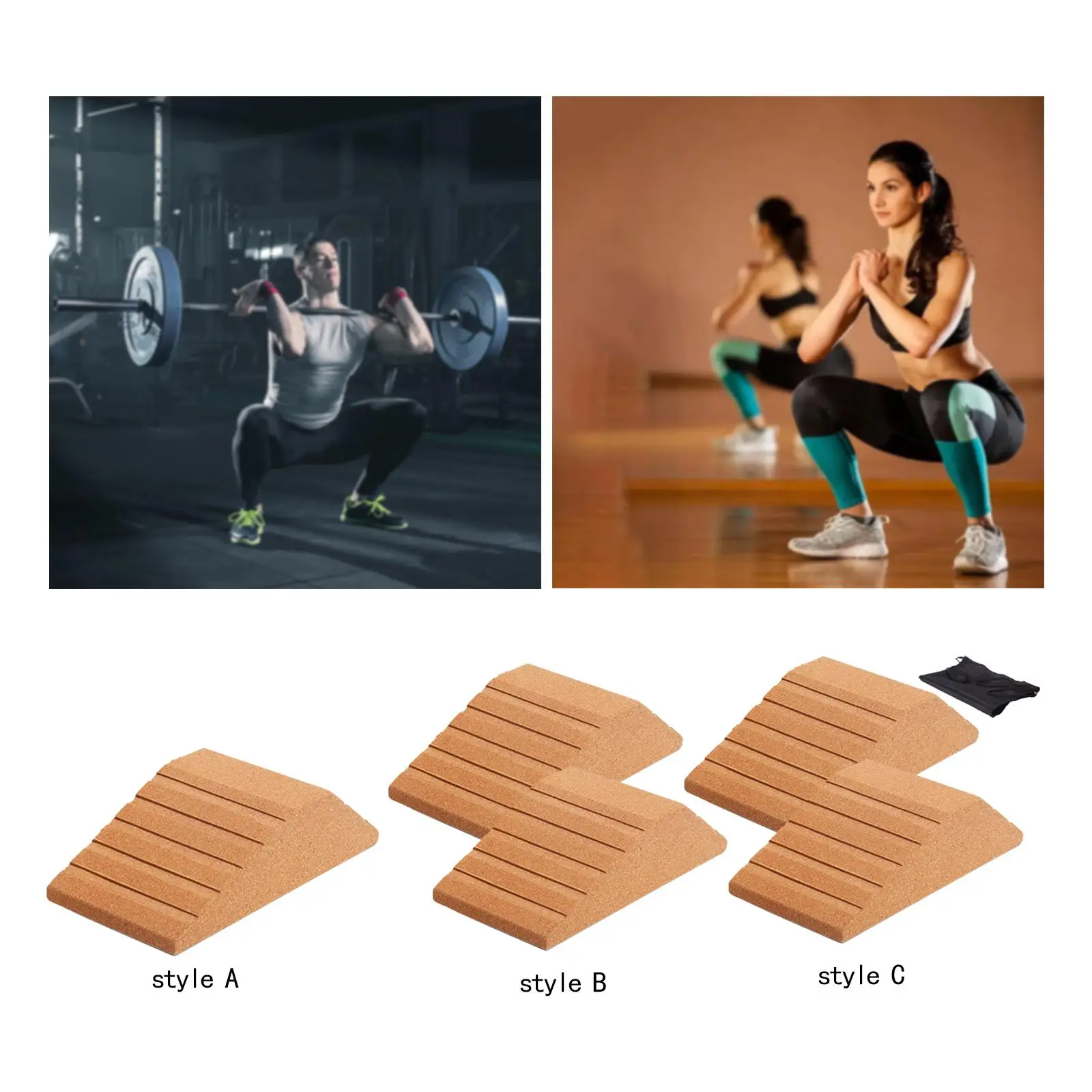 Cork Squat Wedge Block Trainer Lightweight Durable Platform Yoga Brick for Pilates Stretching Calf Raise Home Exercise