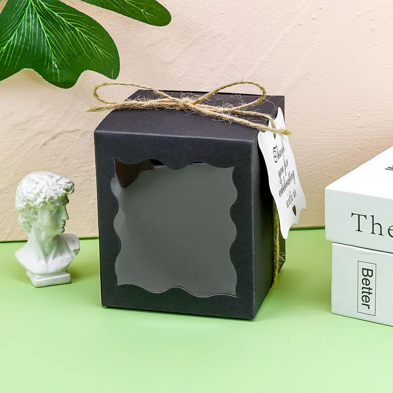 5/10/30 Stück Kraftpapier-Kerzen-Geschenkboxen mit durchsichtigem Fenster, inklusive Anhänger und Schnur für Hochzeitsgeschenke, Geburtstagsparty-Verpackungen – Detail 6