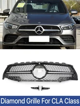 

AMG Front Bumper Radiator Diamond Grille For Benz CLA W118 CLA180 CLA200 CLA250 CLA260 CLA45 Black Silve 2019 2020 2021 2022