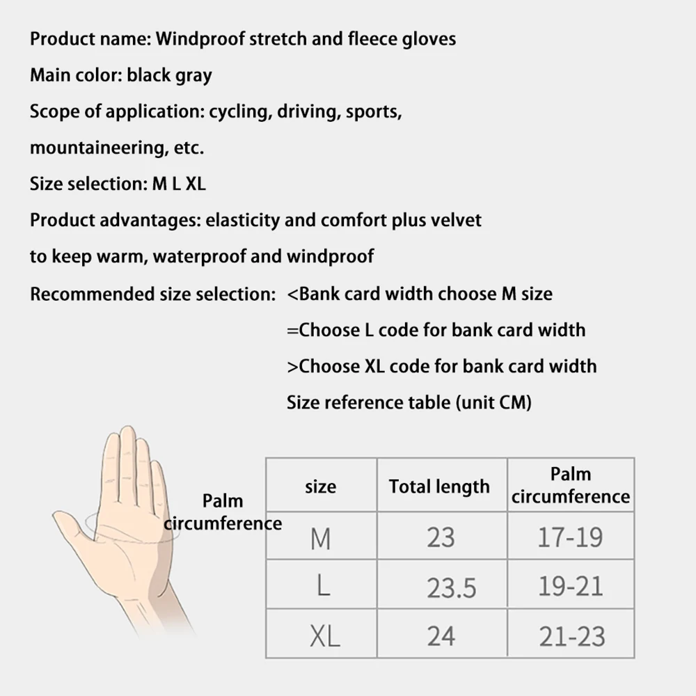 Fishing Gloves Cycling Gloves 1 Pair Winter Touch Screen Waterproof Sports Gloves Women Men Keep Warm Anti-slip Skiing
