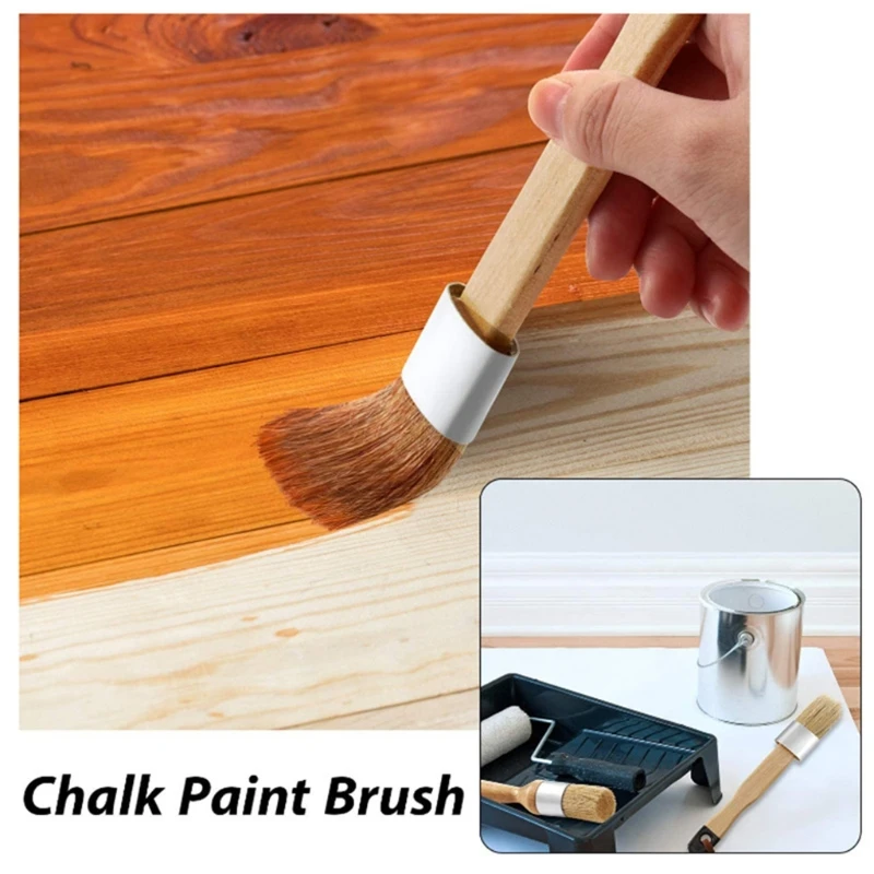 3 Pcs Natural Bristle Brush Chalk Wax Paint Brush for Home Decor, Wood Project Dropship