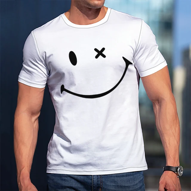 2021 Simple Design Smiling Face Funny And Humorous Male And Female Shirt Spoof Clothes Size XXS-6XL T-shirts Breathable Casual 6