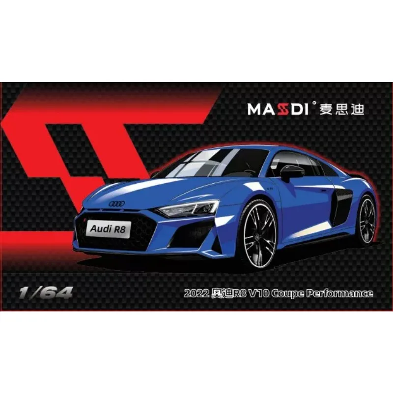 MASDI 1:64 2022 아우디 R8V10 스포츠카 럭셔리 세단 시뮬레이션 합금 자동차 모델 장식품 소년의 생일 선물