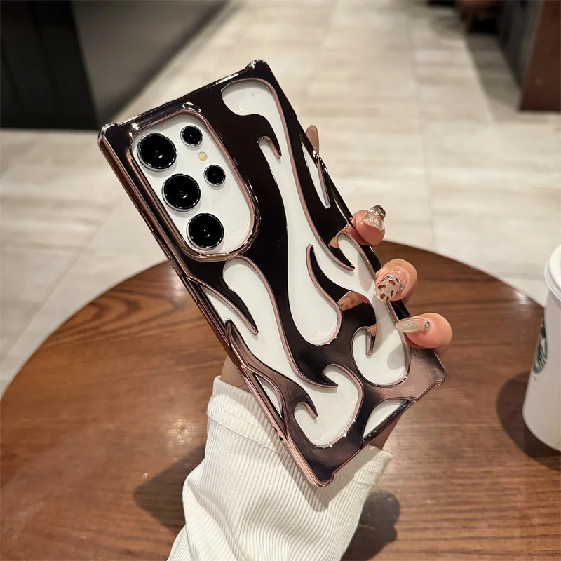Flame Pattern 3D Plated Shockproof Slim Phone Case