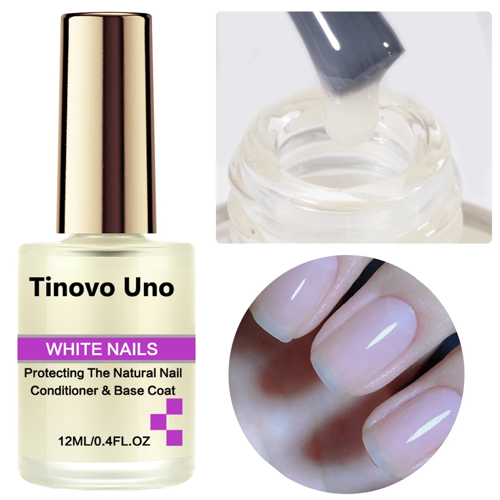 Nail Art Set, Nail Treatment, Nail Top Coat Tinovo Uno Whitener Nails Base Oil Top Coat Natural Nail Hardener 12ML Fast Dry Growth Protein Nail Art Treatment Manicure Care