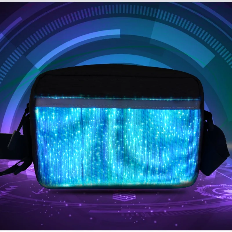 2024 Luminous LED Colorful Single-Shoulder Bags High Street Crossbody Bag Optical Fiber Fabric Fashion Square Bag 가방 сумка Bolso 6