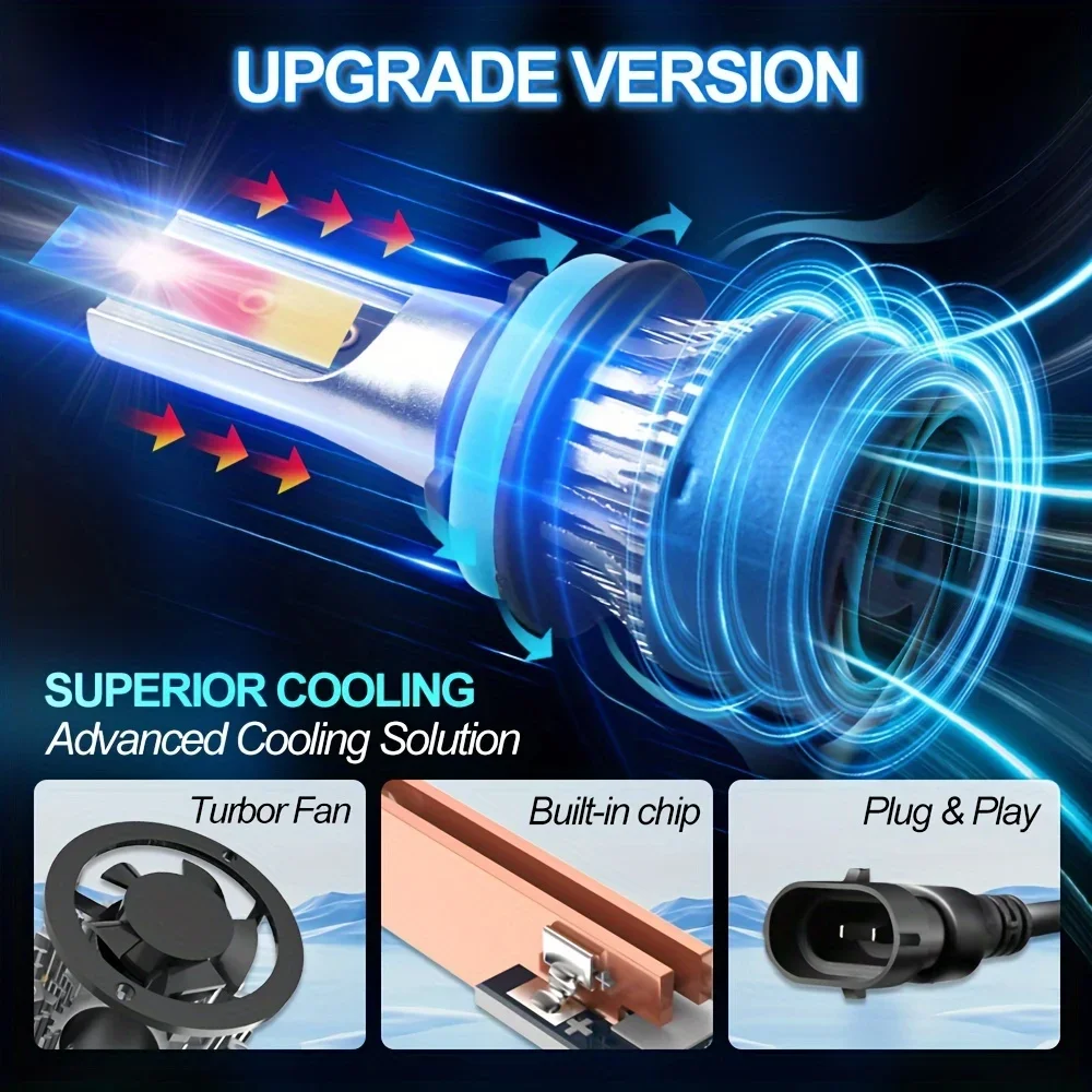 Fit For Nissan Altima (2007-) 6000K White H11+H11 Hi/Lo Beam Light+H11 Fog Lamp CSP Bright Chip 800% High Brightness, 6pcs