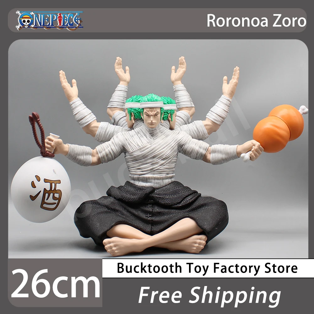 

26.5cm One Piece Zoro Anime Figure Roronoa Zoro Action Figures Gk Three Heads Six Arms Figurine PVC Zoro Model Statue Decora Toy