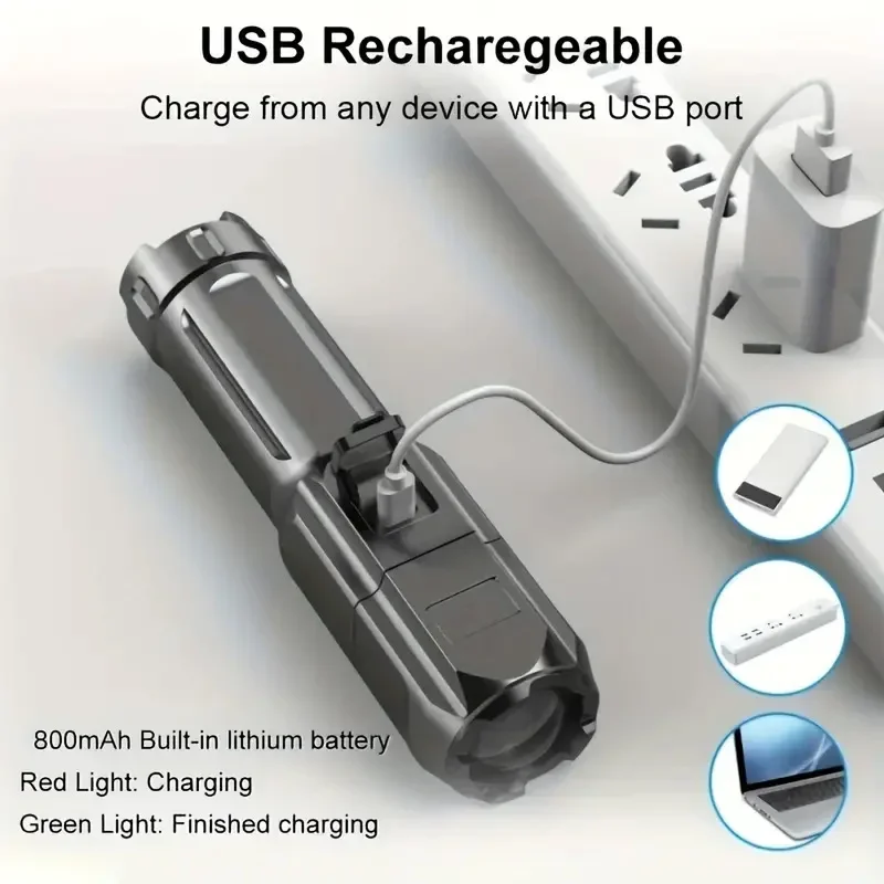 Powerful LED Flashlight USB Rechargeable Telescopic Zoom Tactical Torch for Fishing Camping Hiking Outdoor Lamp led flashlight