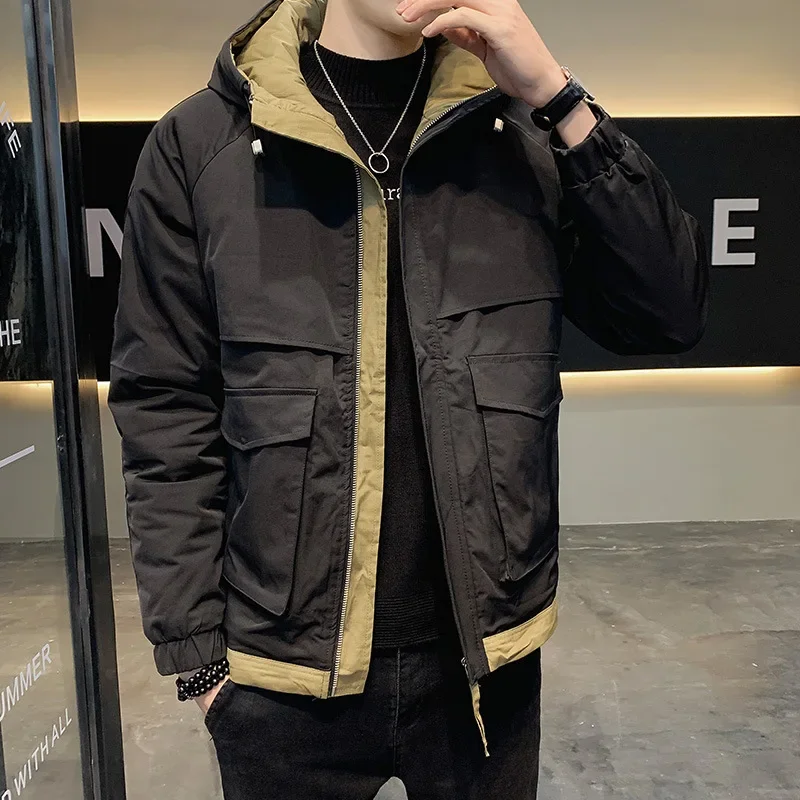 

2023 Autumn and Winter New Casual Men's Coat Korean Version Trend Fashion Versatile Top Hooded Work Jacket Men's