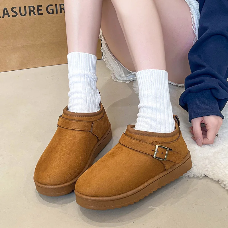 2025 New Classic Thick Plush Women's Snow Boots Comfortable Warm Ankle Boots Winter Outdoor Office Shopping Women's Flat Boots
