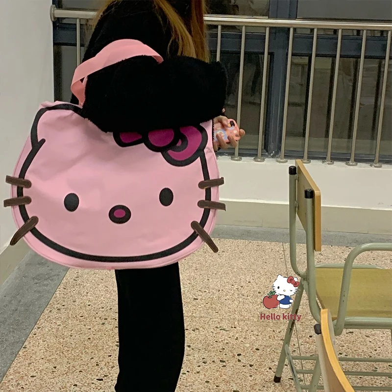 

Сумка-Оксфорд Y2K на одно плечо с Hello Kitty, милая вместительная модная сумочка для покупок, легкая дорожная сумка для фитнеса, Y2K