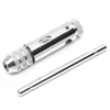 Adjustable Silver T-Handle Ratchet Tap Holder Wrench with 5pcs M3-M8 3mm-8mm Machine Screw Thread Metric Plug T-shaped Tap 4