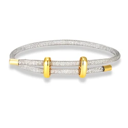 Elegant Crystal Mesh Bracelet - Unisex Minimalist Bangle in Stainless Steel (Silver)