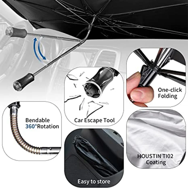 Car Windshield Sunshade Upgrade Auto Parasol Umbrella Type for Window Summer Sun Protection