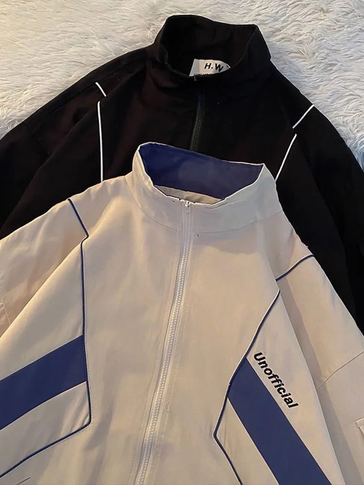 

Spring Autumn Baseball Uniform Women Men Loose Jacket Korean Trend Vintage Casual Reflective Coat Tops Oversized Bomber