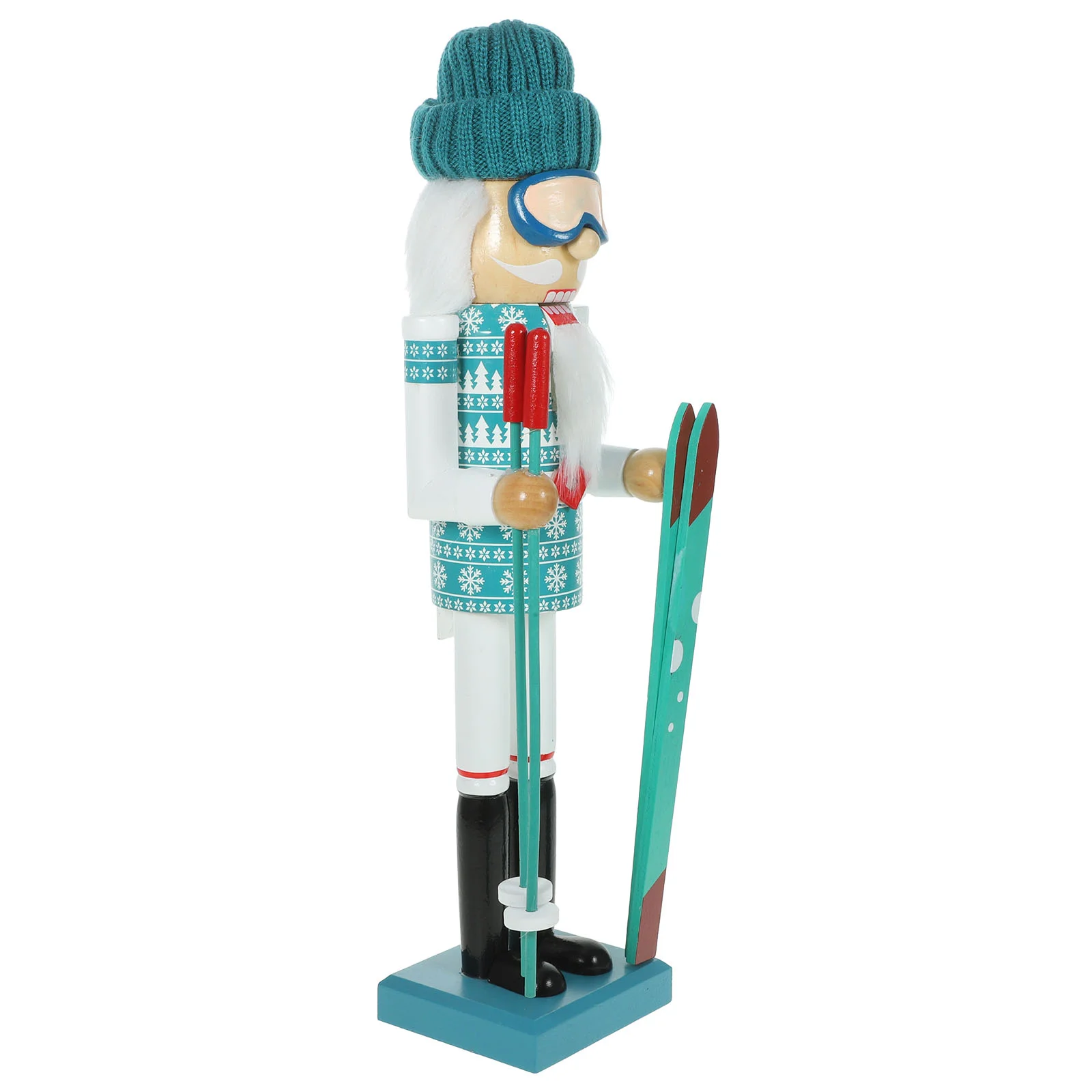 

Christmas Ski Instructor Man Santa Nutcracker 38Cm Wooden Skiing Nutcracker Puppet Ski Sticks Xmas Themed Holiday Nut