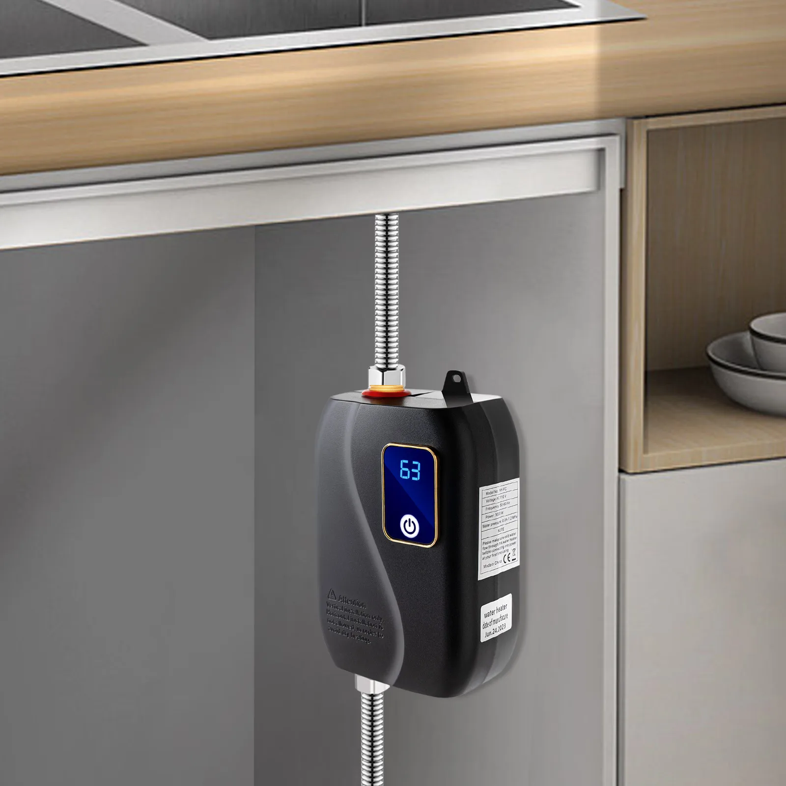 110V 3000W Tankless Water Heater Electric Instant Water Heating Machine Kitchen Boiler Hot Black electric water heater