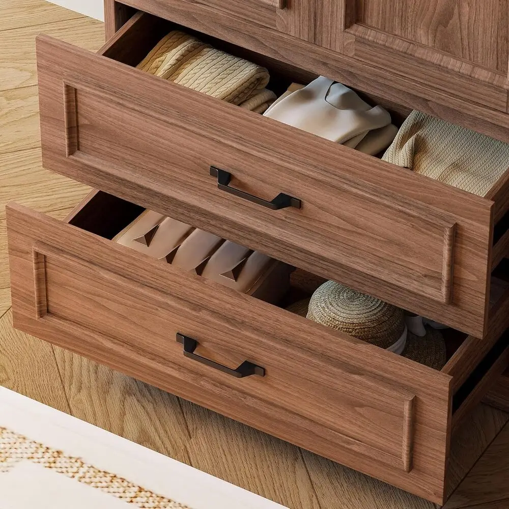 LIKIMIO Armoire Wardrobe Closet with 2 Doors and 2 Drawers 70 3