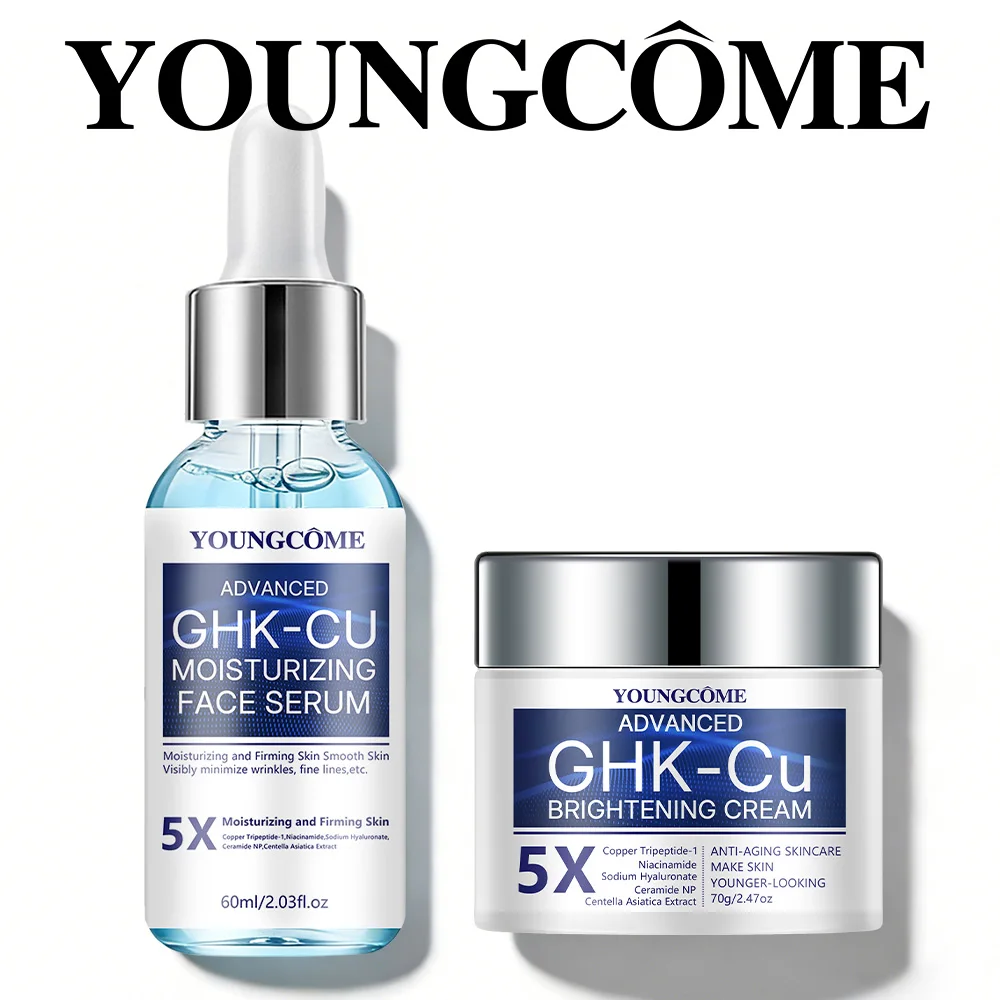 Creme e Sérum Facial Anti-Envelhecimento com Peptídeo de Cobre GHK-CU - Hidratante Firmador e Hidratante para Todos os Tipos de Pele, Cuidados com a Pele para Mulheres
