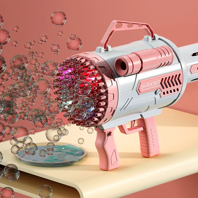 100 Holes Electric Bubble Gun Gatling Bubble Machine With Light Summer Soap Water Bubble Machine Outdoor Bath Toys For Children 2