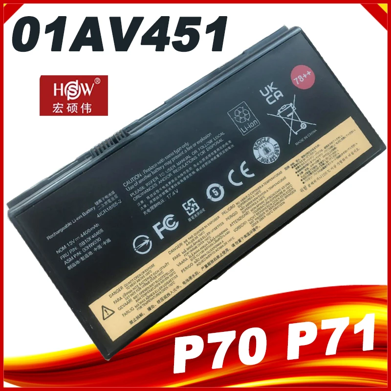 Bateria para Lenovo Thinkpad P70 P71 P72 00hw030 78 ++ 00hw030 01av451 Sb10f46468