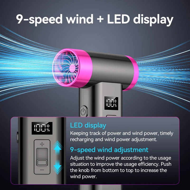 High Speed Wireless Hair Dryer, Brushless Turbo Fan, Outdoor High-Pressure Dust Gun, Violent Fan, High-Speed Fan, Cold Air 4