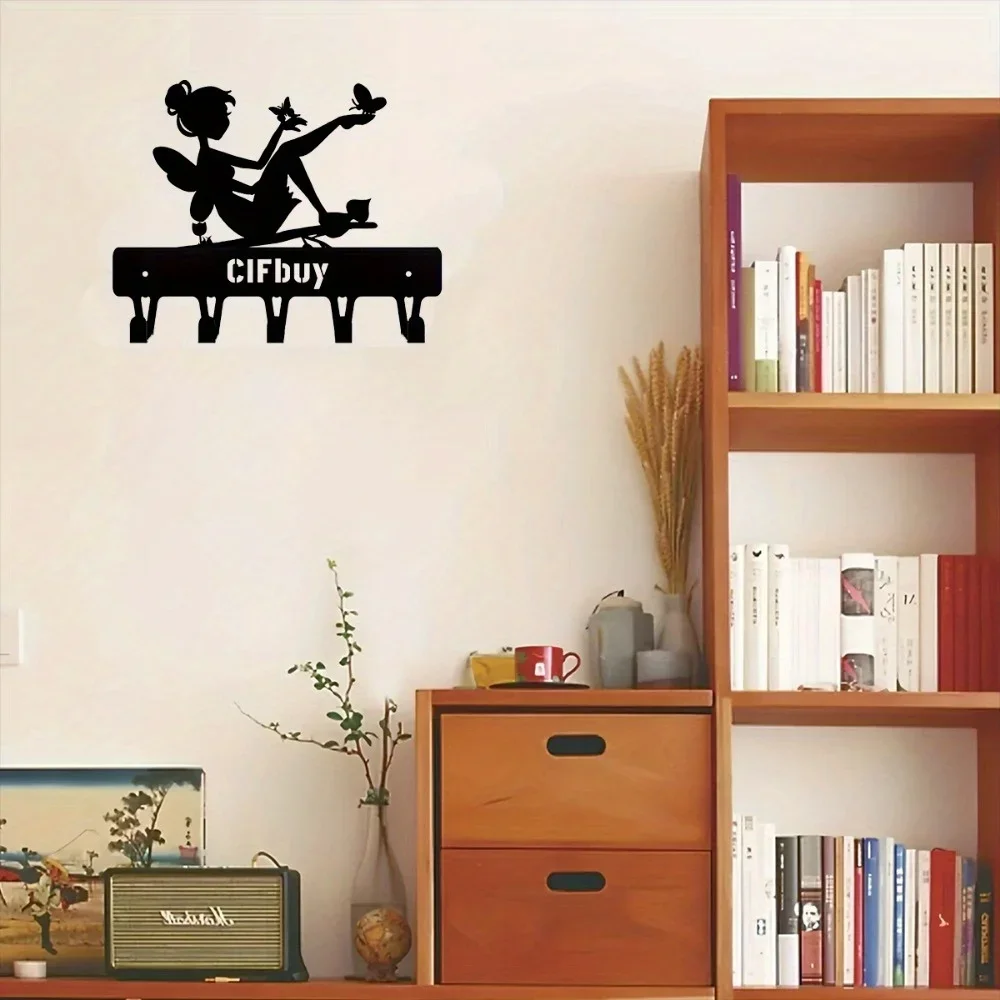 Enhance Your Space with Cute Butterfly Fairy On Branch Steel Silhouette Metal Wall Art-Ideal for Home and Garden Decor