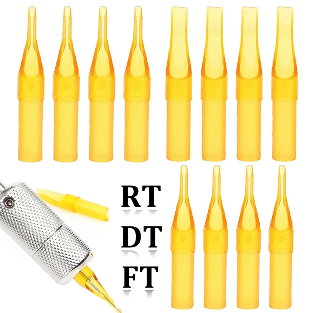 50/100pcs Assorted Disposable Yellow Tattoo Tips Plastic Tattoo Tips Nozzle Tube for Machine Needles Supply