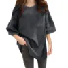 Womens Oversized Daily T-Shirts New Spring Summer Half Sleeve Crewneck T-Shirts Loose Fit Solid Color Basic T-Shirts Blouse 1