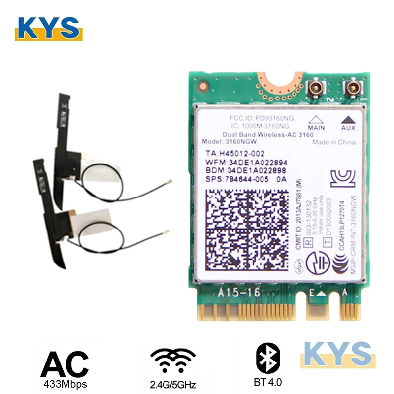 Intel Dual-Band Wireless NIC -AC 3160 3160NGW 04X6034 04X6076 Для.
