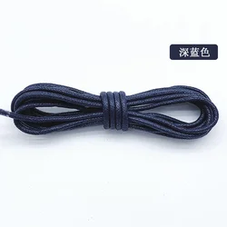 Durable Waterproof Waxed Cotton Round Shoelaces - 60cm (21 Navy Blue)