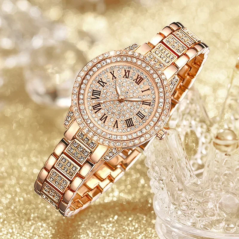 Women Watches Luxury Women Shiny Bracelet Watches Fine Zircon Mechanical Lady Wristwatches Fashion Folding Watches Buckle Watch Reloj Mujer