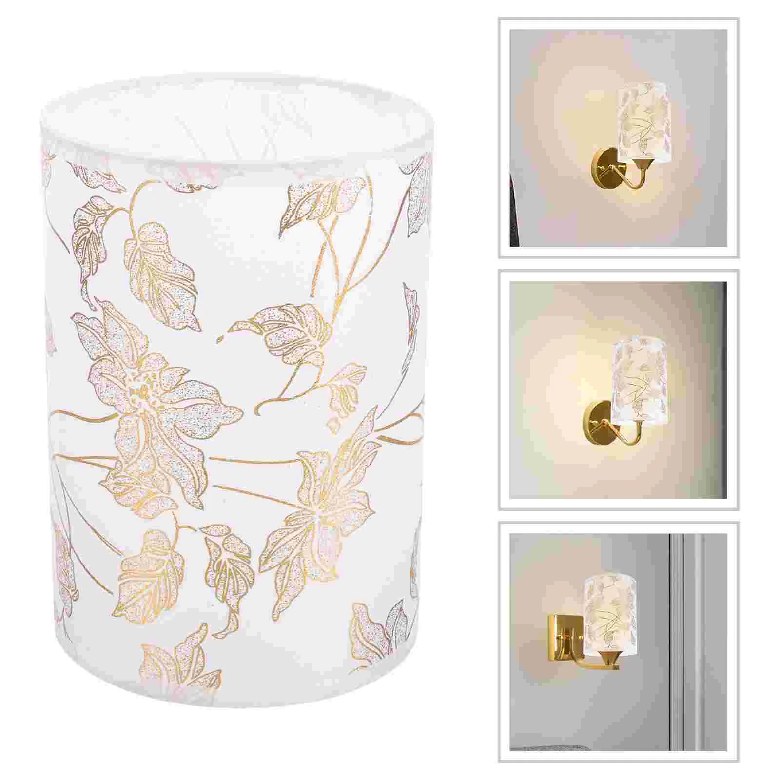 

Linen Lamp Shade Flower Lampshade Printed Fabric Hardback Lamp Cover Drum Lamp Shade Clip Light Covers Cylinder Lampshade