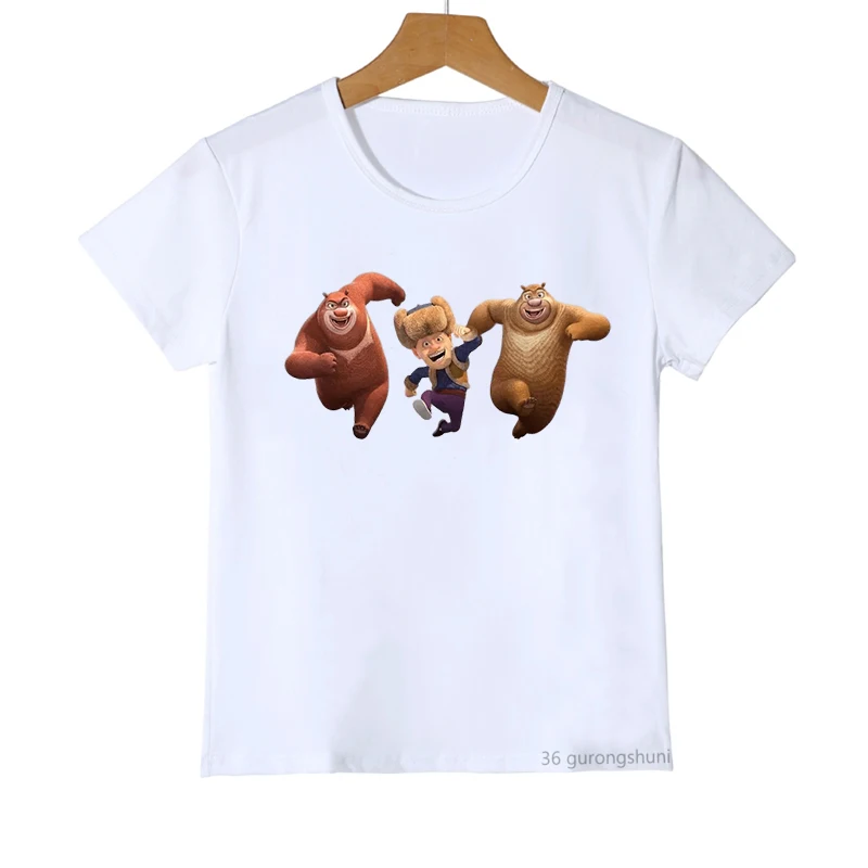 Divertente Free Boonie Bears T-Shirt Bald Strong Bear Big T Shirt Cartoon Print Abbigliamento Per Bambini Baby Boys Girls Shirt Summer Top