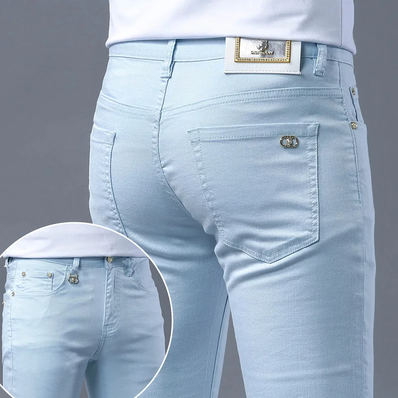 2024 New Jeans MEN'S Light Luxury Khaki High Quality Straight Style Fashion Brand Casual Versatile Washed Cotton Denim Pants 3