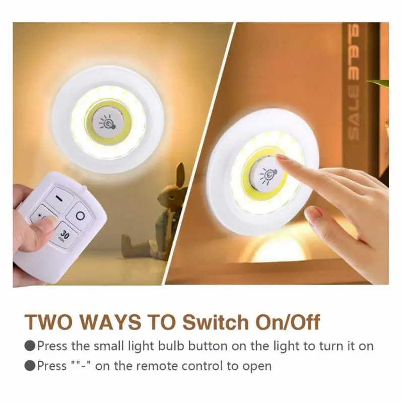 

Wardrobe Light COB 5W Adjustable Remote Control Push Button Showcase Lamp For Stairs Kitchen Bathroom Wardrobe Night Light