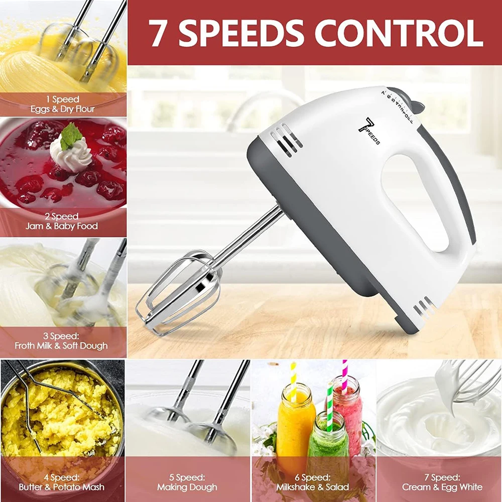 Multifunctional 7 Speed Mini Mixer Electric Food Blender Handheld Mixer Egg  Beater Automatic Cream Food Cake Baking Dough Mixer - AliExpress