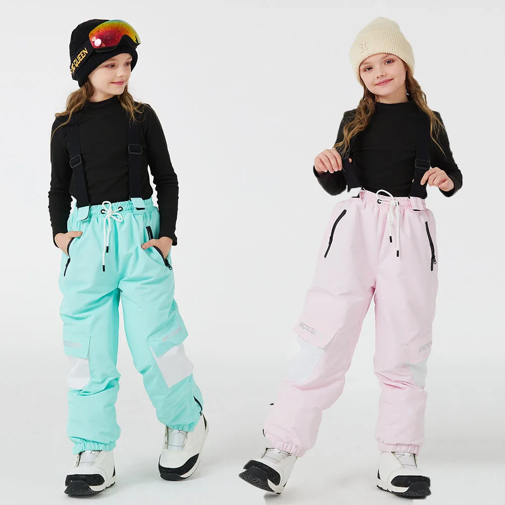 New Kids Winter Outdoor Ski Bibs Windproof Waterproof Warm Breathable Snowboarding Pants Boys And Girls Snow Sports Pants