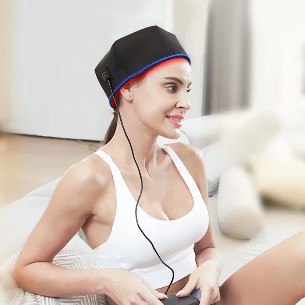 Red Light Hair Growth Cap Hair Growth Helmet Rechargeable Regrowth Beanie Full Scalp Cap for Loss Treatments