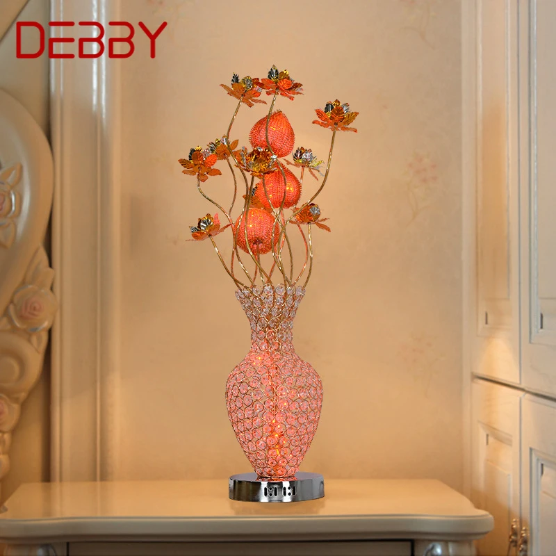 

DEBBY Modern Red Flowers Table Lamp Fashionable Art Iiving Room Bedroom Wedding LED Aluminum Wire Desk Light