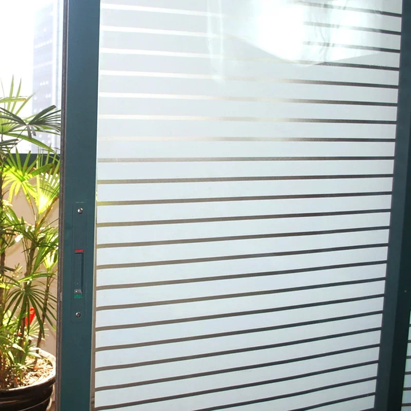 2/3/5 Meter Frosted Window Film For Window Privacy Adhesive Glass Sticker With Glue White Wide Stripes Bathroom Bedroom