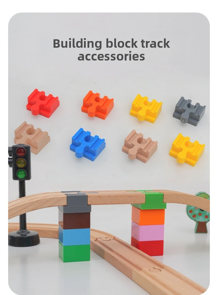 Alle Arten von Verbindungsstücken Holzeisenbahn-Zubehör Universelle Plastik-Bausteine Adapter Passend für Marken-Holzeisenbahn-Spielzeug – Detail 3