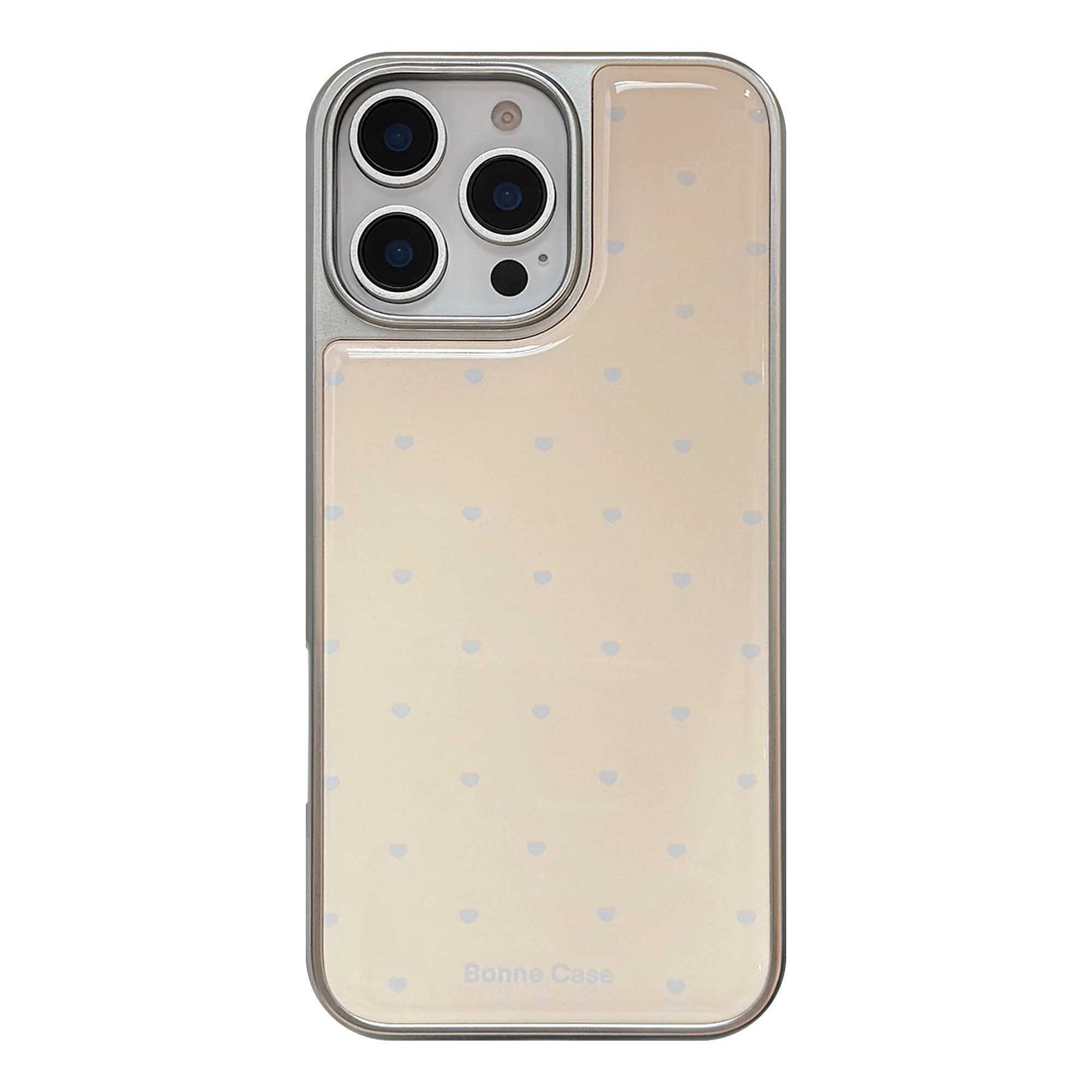 Chic Solid Color Heart Design Phone Case with Silver Edge Trim