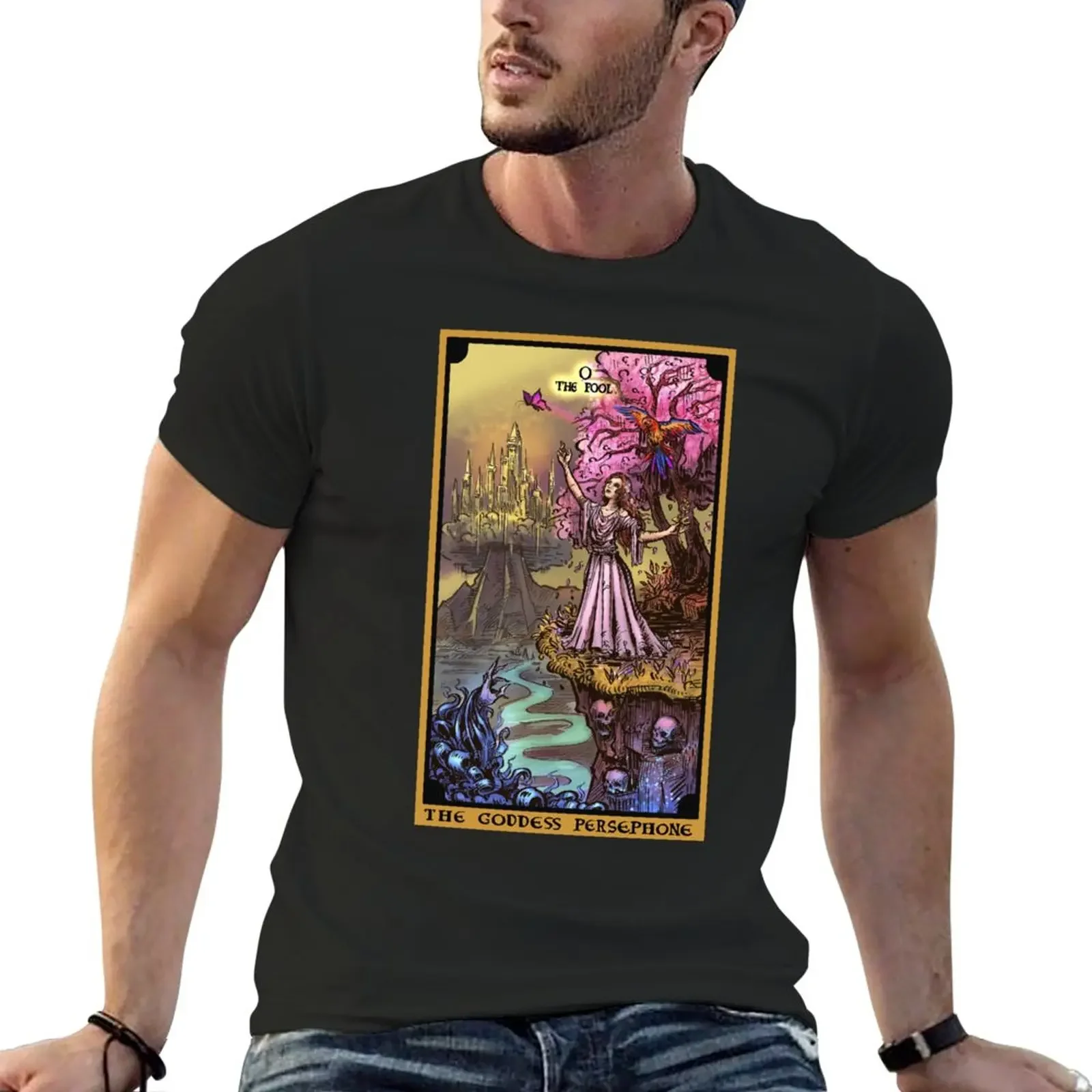 

The Goddess Persephone The Fool Tarot Card T-Shirt Blouse summer tops men clothings