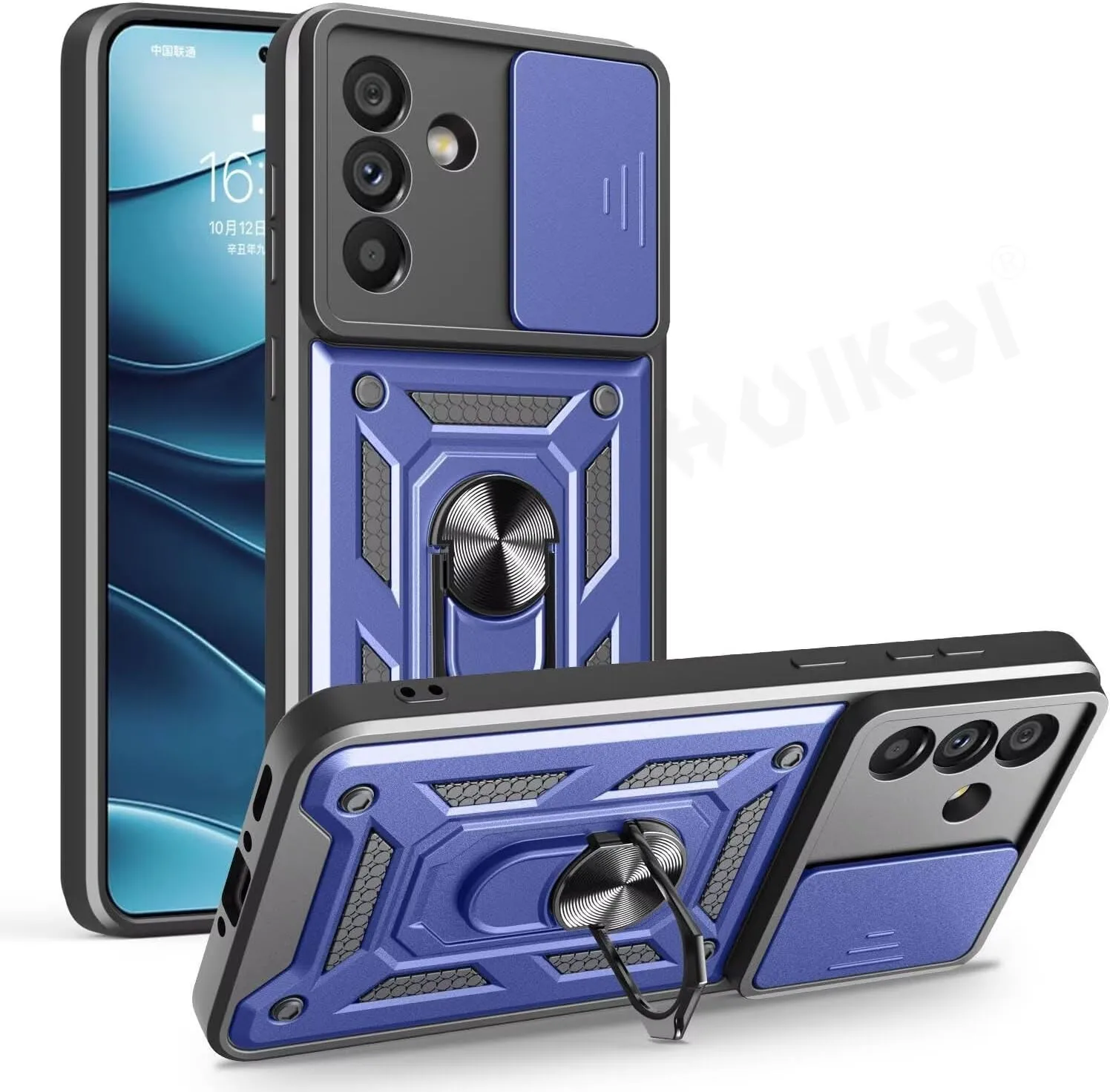 Military Grade Protective Armor Case with Slide Camera Lens and Reinforced Bumpers