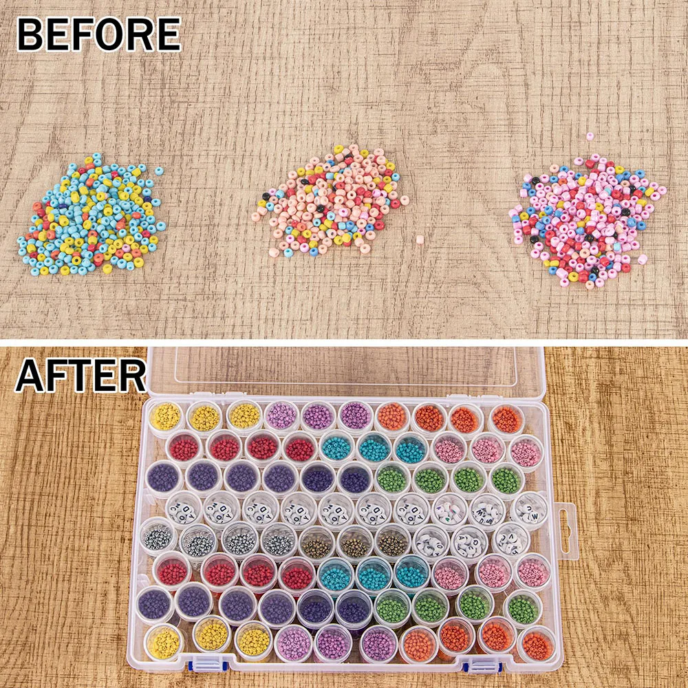 80칸 DIY 다이아몬드 페인팅 자수 보관함, 보석 라인스톤 모자이크 보관 용기, 다기능 보관함