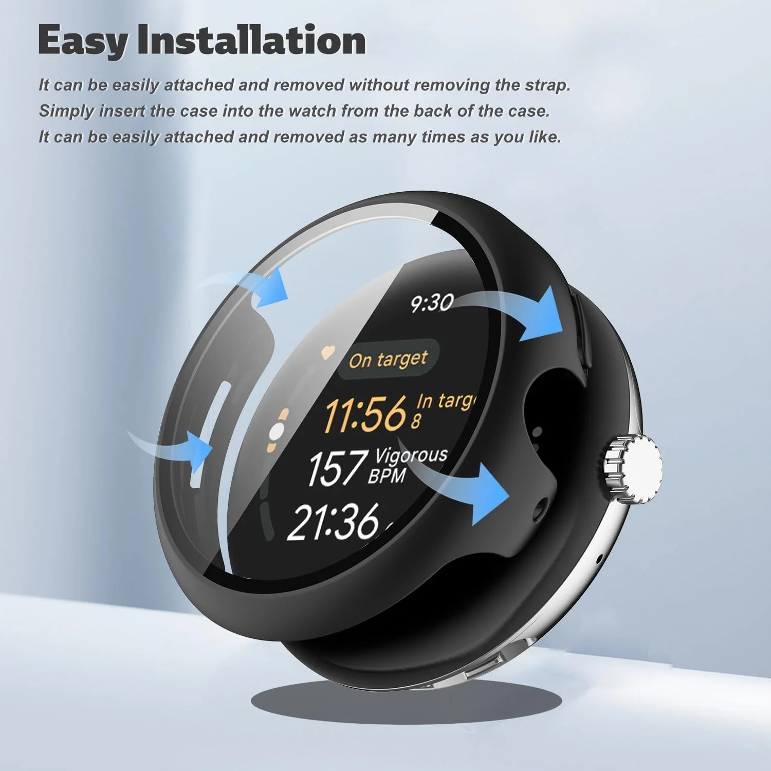 Premium Full Coverage Protective Watch Case with Built-in Tempered Glass and Shockproof Hard PC Bumper