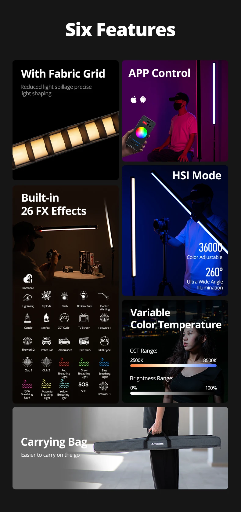 A2 plus 2500K-8500K RGB Tube Light Full Color LED Video Stick Light ,CRI 95+ TLC